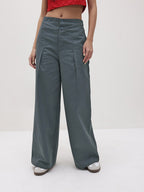 Flared Pleated Pure Cotton Trousers
