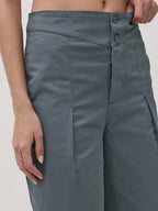 Flared Pleated Pure Cotton Trousers