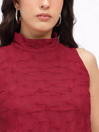 High Neck Textured Crop Top