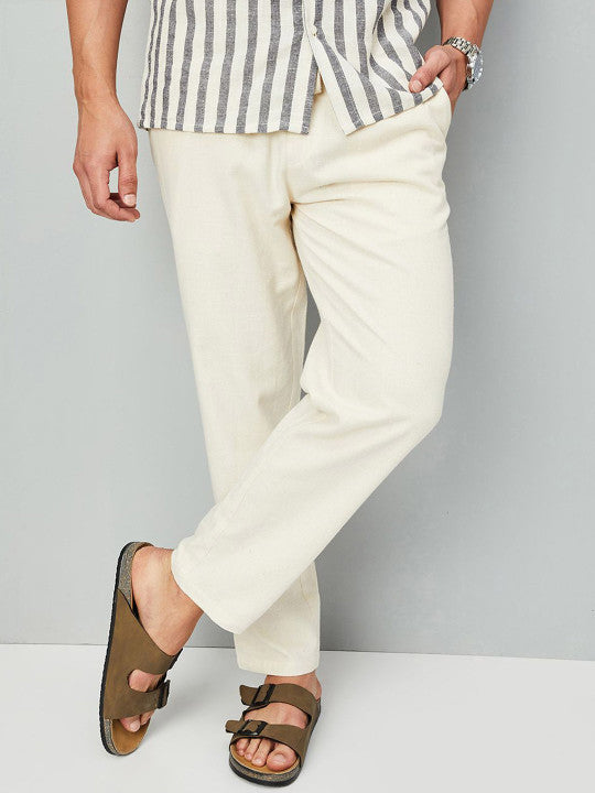 Men Mid-Rise Regular Cotton Trousers