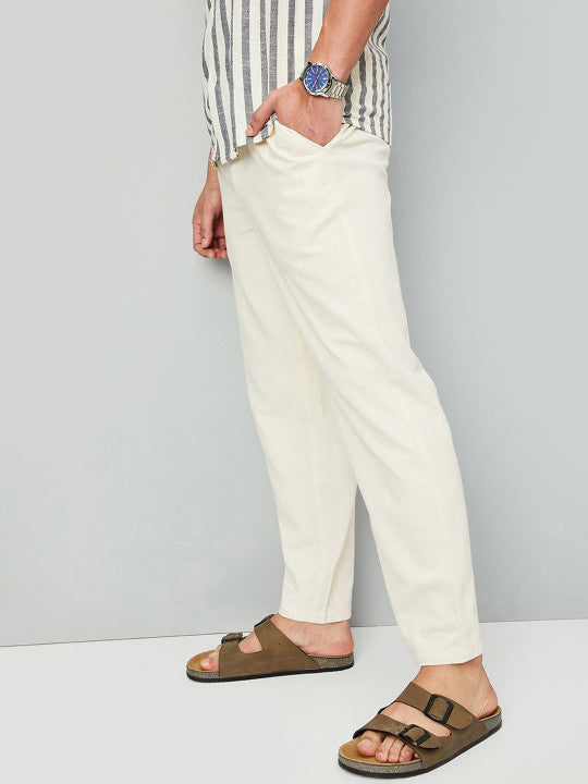 Men Mid-Rise Regular Cotton Trousers