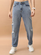 Fit Highly Distressed Light Fade Jeans