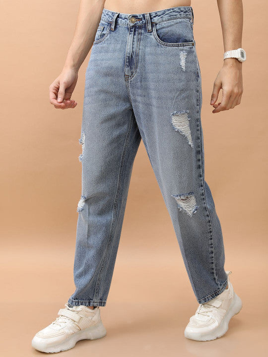 Fit Highly Distressed Light Fade Jeans