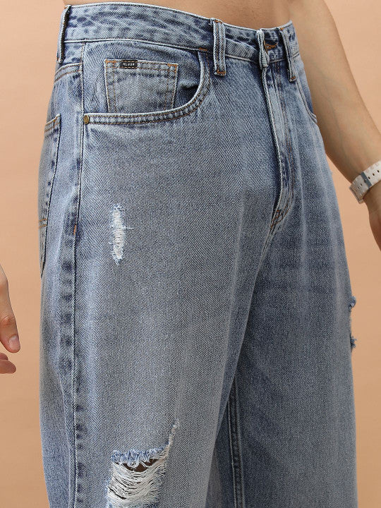 Fit Highly Distressed Light Fade Jeans
