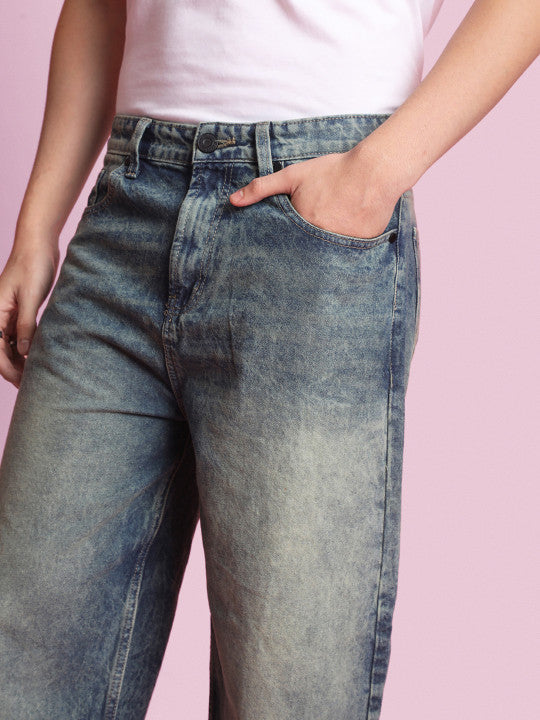 Wide Leg Light Fade Tinted Jeans
