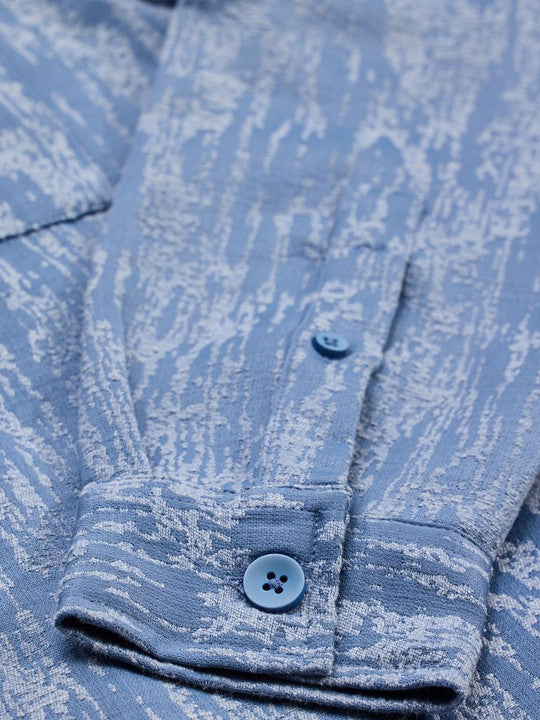 Men Relaxed Fit Spread Collar Textured Shirt