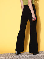 Black High-Rise Bootcut Trousers