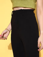 Black High-Rise Bootcut Trousers