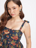 Floral Printed Smocked Peplum Top