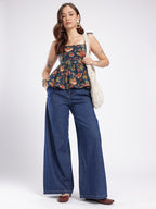 Floral Printed Smocked Peplum Top