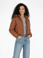 Crop Hooded Relaxed Bomber Jacket