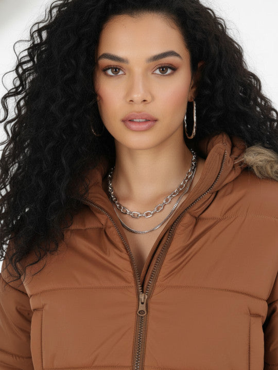 Crop Hooded Relaxed Bomber Jacket