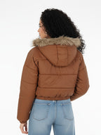 Crop Hooded Relaxed Bomber Jacket