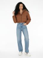 Crop Hooded Relaxed Bomber Jacket