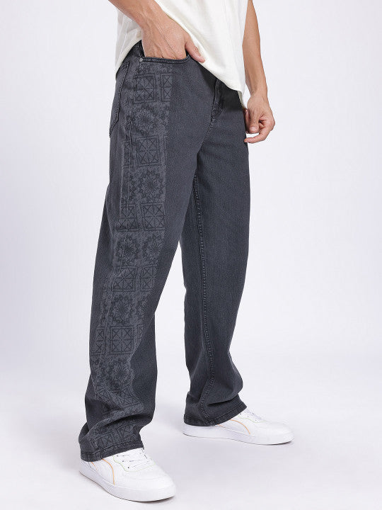 Printed Fit Mid-Rise Stretchable Jeans