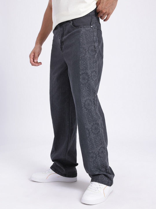 Printed Fit Mid-Rise Stretchable Jeans