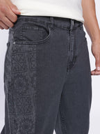 Printed Fit Mid-Rise Stretchable Jeans