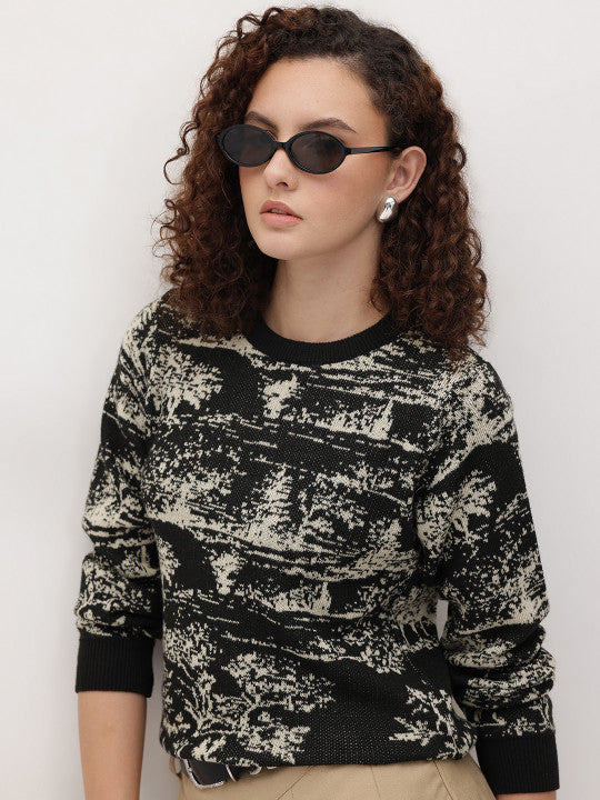 Abstract Print Sweater