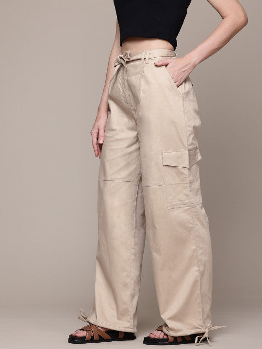 Cargo Wide Leg Trousers with Belt