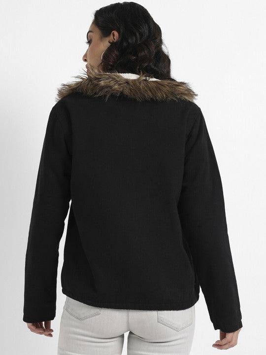 Hooded Parka Jacket With Faux Fur Trim
