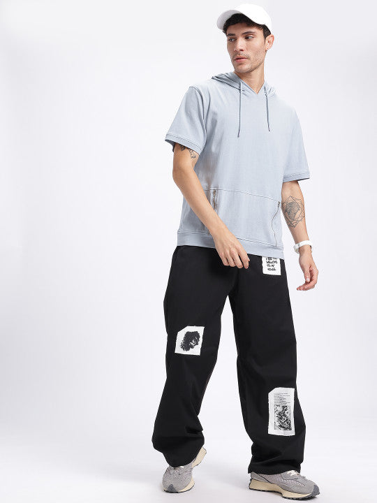 Patchwork Loose Fit Wide Leg Trousers