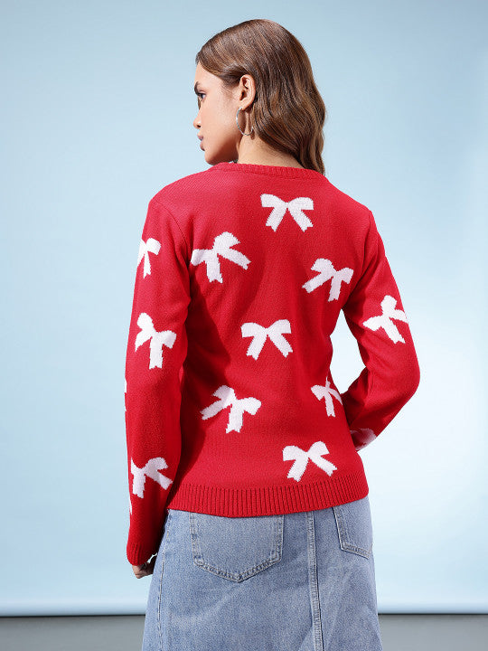 Women Printed Pullover red