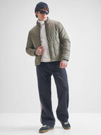 Men Solid High Neck Puffer Jacket