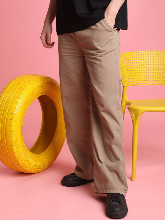 Men Wide Leg Chino Trousers